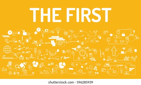 Business typography the first with modern text, good Idea and Concept Vector illustration Infographic template with icon.