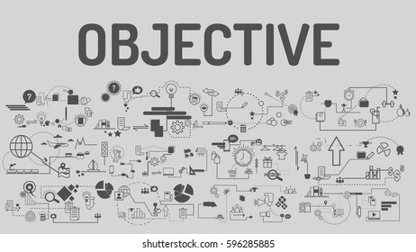 Business typography objective with modern text, good Idea and Concept Vector illustration Infographic template with icon.
