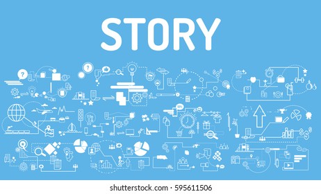 Business typography story with modern text, good Idea and Concept Vector illustration Infographic template with icon.