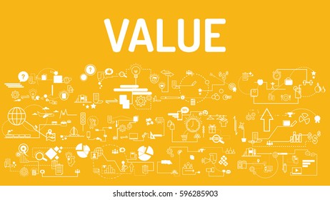 Business typography value with modern text, good Idea and Concept Vector illustration Infographic template with icon.