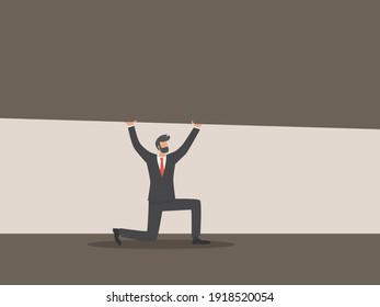 Business under pressure concept, businessman being crushed, work stress.