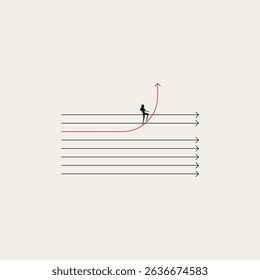 Business unique vision vector concept. Symbol of going own way, growth, success, ambition. Minimal design eps10 illustration.
