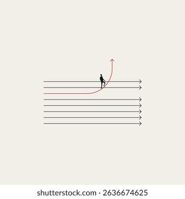Business unique vision vector concept. Symbol of going own way, growth, success, ambition. Minimal design eps10 illustration.