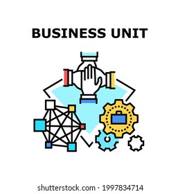 Concepto de icono del vector de unidad de negocio. Empresarios Que Se Ponen Las Manos Y Trabajan En El Proceso De Trabajo Y La Colaboración De Proyectos, Unidades De Negocios. Ilustración De Color De Unidad Y Trabajo En Equipo