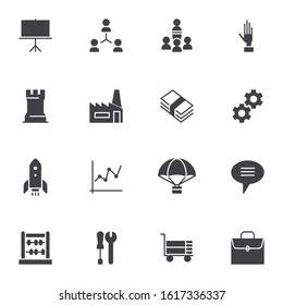 Business, universal vector icons set, modern solid symbol collection, filled style pictogram pack. Signs, logo illustration. Set includes icons as teamwork group, money bill, rocket, collaboration