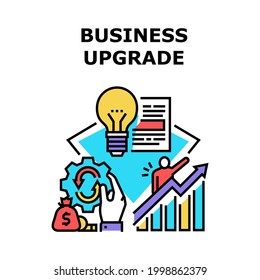 Business Upgrade Vector Icon Concept. Business Upgrade And Innovation, Idea For Restart And Renovation Commercial Direction. Increase Profit Process And Improvement Service Color Illustration