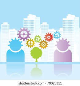 Business, urban and environment background - vector illustration
