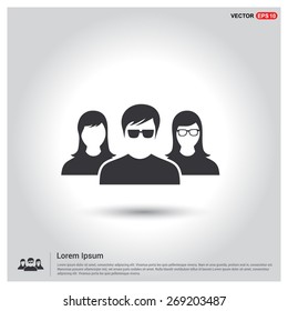 Business User Icon. Users Group Icon. Team Concept. Social Community Icon. Business Man friends. Icons for People, Social Media, Teamwork concept. Flat style design Pictogram icon. 
