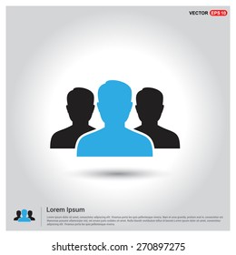 Business User Icon. Users Group Icon. Social Community Icon. Business Man friends. Icons for People, Social Media, Teamwork concept. Blue Manager User Highlight. Flat style design Pictogram icon.