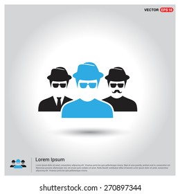 Business User Icon. Users Group Icon. Social Community Icon. Business Man friends. Icons for People, Social Media, Teamwork concept. Blue Manager User Highlight. Flat style design Pictogram icon.