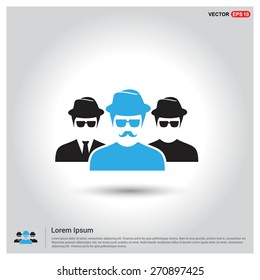 Business User Icon. Users Group Icon. Social Community Icon. Business Man friends. Icons for People, Social Media, Teamwork concept. Blue Manager User Highlight. Flat style design Pictogram icon.