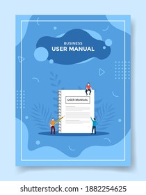 Business User Manual Concept People Around User Manual Book Reading For Template Of Banners, Flyer, Books Cover, Magazines With Liquid Shape Style