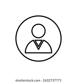 Avatar de perfil de usuario de negocio con contorno circular, ícono mínimo para Cuenta o visualización de equipo.