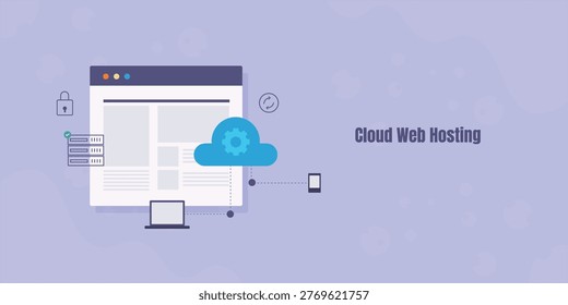 Business uses cloud webhosting service for website and email hosting, faster loading loading and secure cloud storage for confidential data.