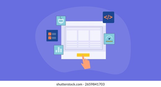 Business using AI tool for website audit, AI scanning website for error and fixes. AI writing codes for website.