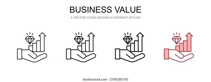 Business Value in 4 different styles vector illustration