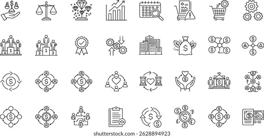 Business Value Line Editable Icons set