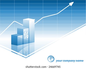 business vector backdrop with shiny bar graphs and logo for your company presentation