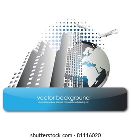business vector background with city and globe