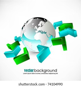 business vector background with globe and arrows