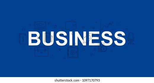 Business vector banner. Word with line icon. Vector background	