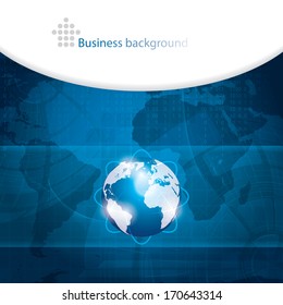 Business vector blue background global concept 