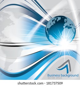 Business vector blue background global concept  