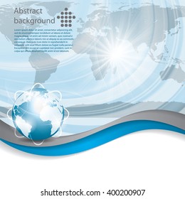 Business vector blue silver background global concept 