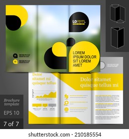 Business vector brochure template design with black and yellow geometric elements