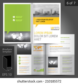Business vector brochure template design with green and yellow text bubbles