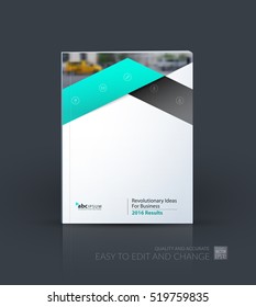 Business vector. Brochure template layout, cover design annual report, flyer in A4 with green triangles, arrows for business, finance, buildings, nature concept. Abstract creative design.
