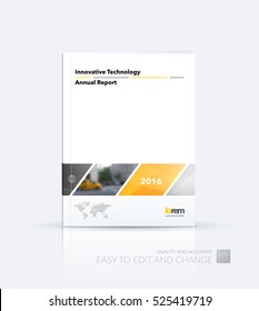 Business vector. Brochure template layout, cover design annual report, magazine, flyer in A4 with yellow rectangular shapes, diagonal lines, parallelogram for IT, business, building. Abstract.