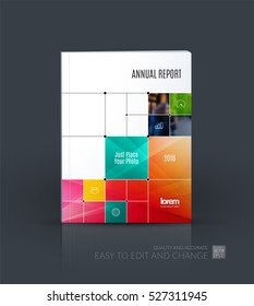 Business vector. Brochure template layout, cover design annual report, magazine, flyer in A4 with colourful rectangular shapes, squares, lines, rounds for IT, business, building. Abstract