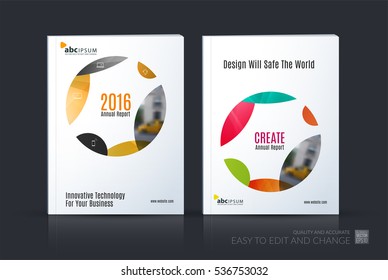 Business vector. Brochure template layout, cover design annual report, magazine, flyer in A4 with multicolored circle, soft shapes, parts for IT, business, beauty. Abstract art.