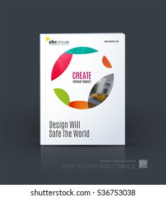Business vector. Brochure template layout, cover design annual report, magazine, flyer in A4 with colourful circle, soft shapes, parts for IT, business, beauty. Abstract art.