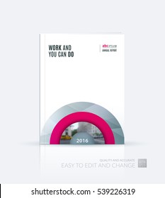 Business vector. Brochure template layout, cover design annual report, magazine, flyer in A4 with pink half target, rainbow, circles, rounds for IT, business, beauty. Abstract art.