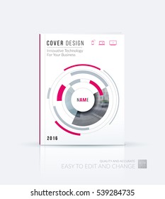 Business vector. Brochure template layout, cover design annual report, magazine, flyer in A4 with particles, circles, segments of rounds for IT, business, strategy, finance. Abstract art.