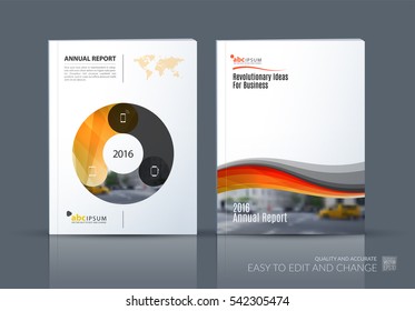 Business vector. Brochure template layout, cover design annual report, magazine, flyer in A4 with orange circle round diagram for IT, business, beauty. Soft abstract art with overlay effect.
