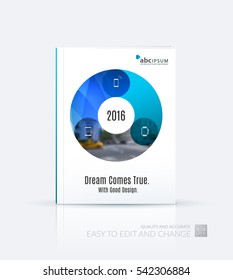 Business vector. Brochure template layout, cover design annual report, magazine, flyer in A4 with circle round diagram for IT, business, beauty. Soft abstract art with overlay effect.