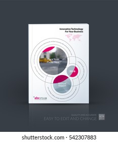 Business vector. Brochure template layout, cover design annual report, magazine, flyer in A4 with rounds, circles, soft lines for IT, business, technology. Abstract art.
