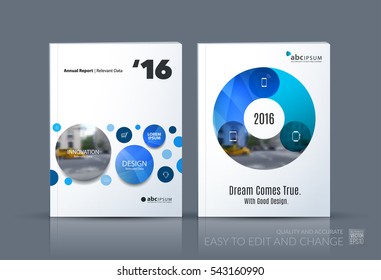 Vector de negocio. Diseño de la plantilla de folleto, informe anual de diseño de portada, revista, volante en A4 con puntos en círculos para TI, negocios, belleza. Arte abstracto suave con efecto superpuesto. Establecer