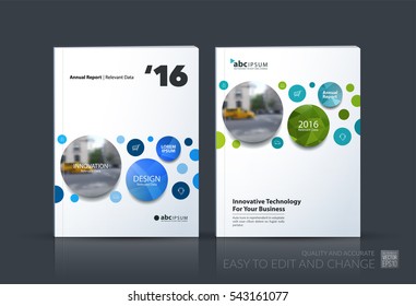 Business vector. Brochure template layout, cover design annual report, magazine, flyer in A4 with points circles dots for IT, business, beauty. Soft abstract art with overlay effect. Set