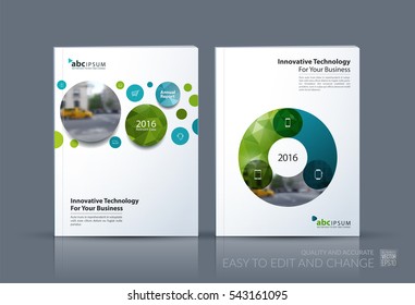 Business vector. Brochure template layout, cover design annual report, magazine, flyer in A4 with points circles dots for IT, business, beauty. Soft abstract art with overlay effect. Set