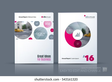 Business vector. Brochure template layout, cover design annual report, magazine, flyer in A4 with points circles dots for IT, business, beauty. Soft abstract art with overlay effect. Set