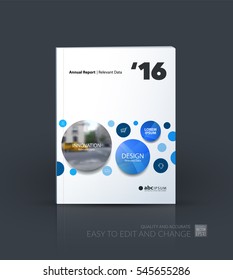 Business vector. Brochure template layout, cover design annual report, magazine, flyer in A4 with points circles dots for IT, business, beauty. Soft abstract art with overlay effect.