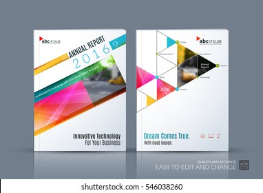 Business vector. Brochure template layout, cover design annual report, magazine, flyer in A4 with rectangular diagonal for PR, business, tech. Abstract art with overlay effect. Set