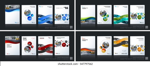 Business vector. Brochure template layout, cover soft design annual report, magazine, flyer in A4 with colourful circle, rounds for business, tech. Abstract art with overlay effect. Mega set