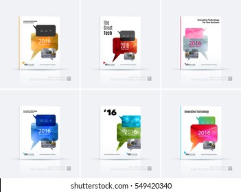 Business vector. Brochure template layout, cover soft design annual report, magazine, flyer in A4 with bubble speech for PR, business, tech. Abstract art with overlay effect.