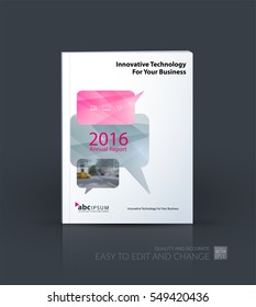 Business vector. Brochure template layout, cover soft design annual report, magazine, flyer in A4 with bubble speech for PR, business, tech. Abstract art with overlay effect.