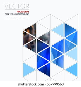 Business vector. Brochure template layout, cover modern design annual report, magazine, flyer in A4 with green moving shapes, geometric triangles business, tech. Abstract art with overlay effect.
